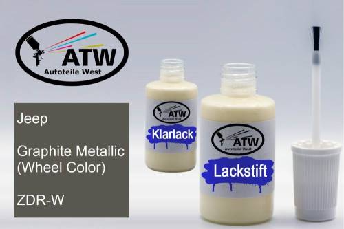 Jeep, Graphite Metallic (Wheel Color), ZDR-W: 20ml Lackstift + 20ml Klarlack - Set, von ATW Autoteile West.